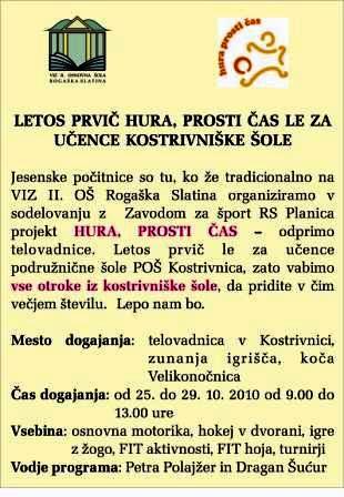 Hura prosti čas v Kostrivnici Hura prosti čas v Kostrivnici